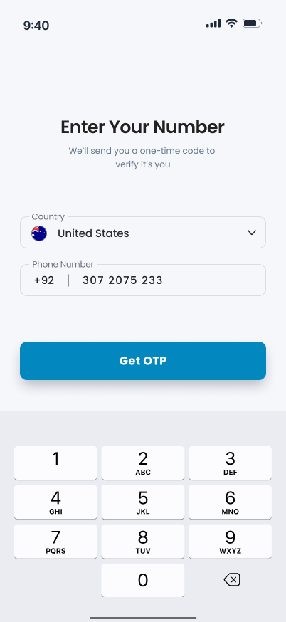 Digitaurus app phone number entry screen